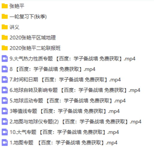 【2020】张艳平地理全年联报(附讲义)