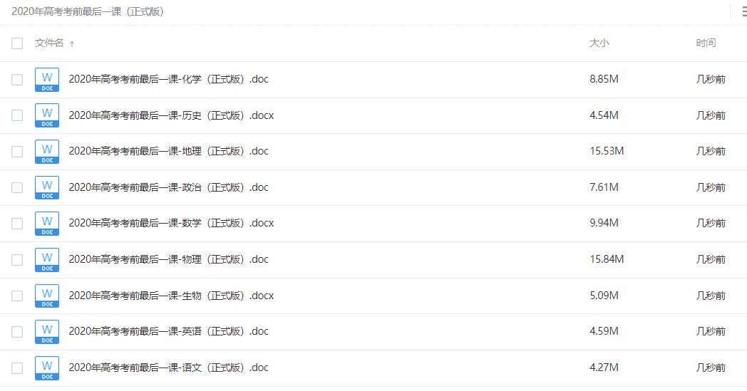 【2020】年各科高考考前最后一课（正式版）