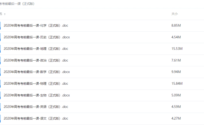 【2020】年各科高考考前最后一课（正式版）