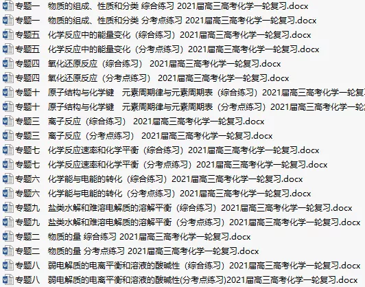 2021届高考化学一轮复习考点练习+综合练习