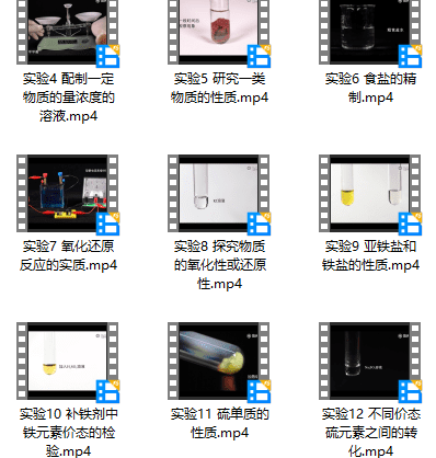 鲁科版高中化学新教材必修第一册实验视频资源包